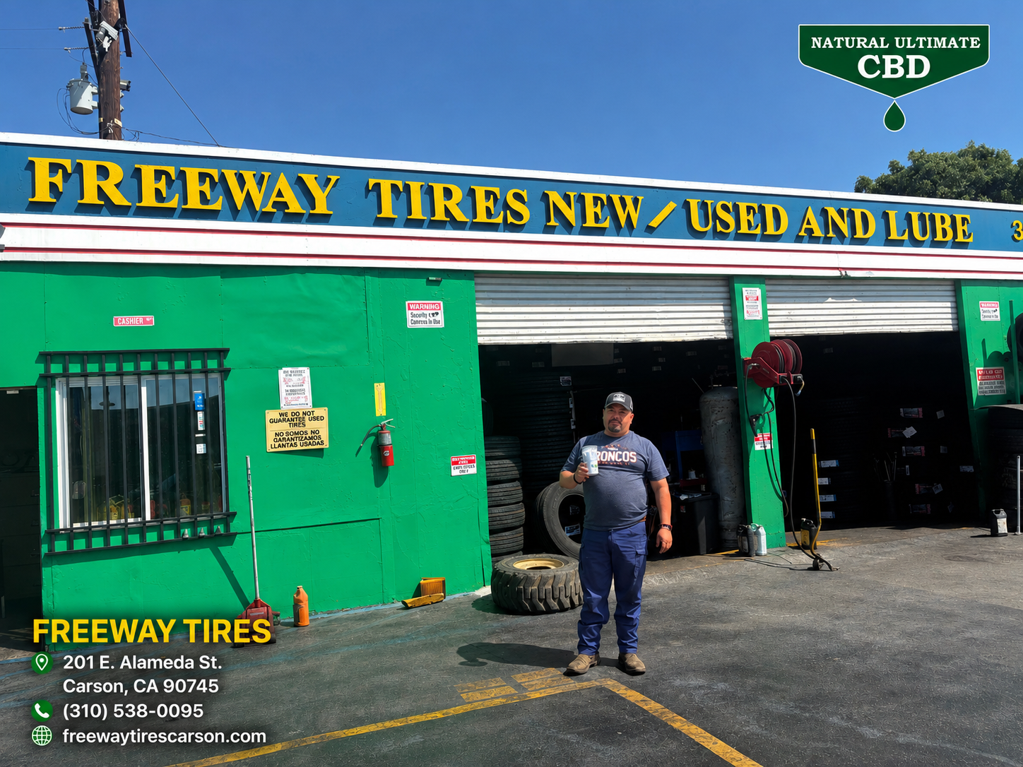 Freeway Tires in Carson California carrying Natural Ultimate CBD topical products